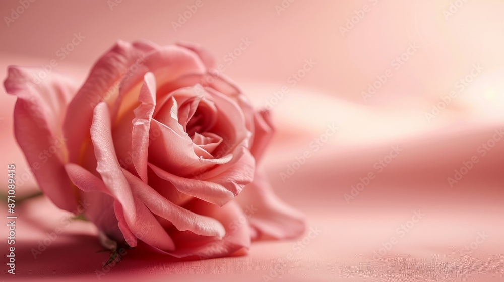 Pink rose on pink background. Soft focus photo of a pink rose on a pink background, perfect for romantic or feminine themes. Pink rose on pink background. Soft focus photo of a pink rose on a pink background, perfect for romantic or feminine themes.