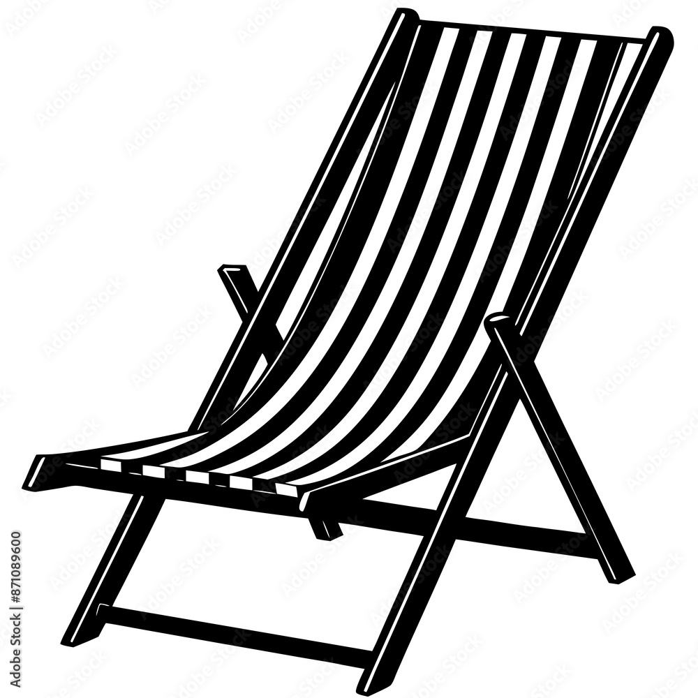 Relaxing Deck Chair Silhouette Vector Illustration for Summer Designs Relaxing Deck Chair Silhouette Vector Illustration for Summer Designs