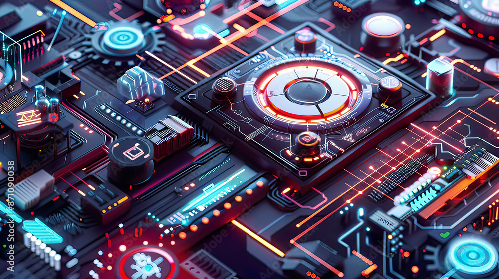 Futuristic rendering of edge computing with interconnected devices and tech elements Futuristic rendering of edge computing with interconnected devices and tech elements