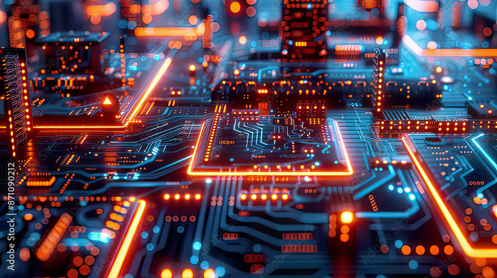 High-tech depiction of edge computing highlighting the advantages of reduced latency and enhanced performance with glowing tech symbols High-tech depiction of edge computing highlighting the advantages of reduced latency and enhanced performance with glowing tech symbols