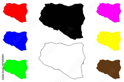Salina island (Aeolian Islands, Italian Republic, Italy) map vector illustration, scribble sketch Salina map