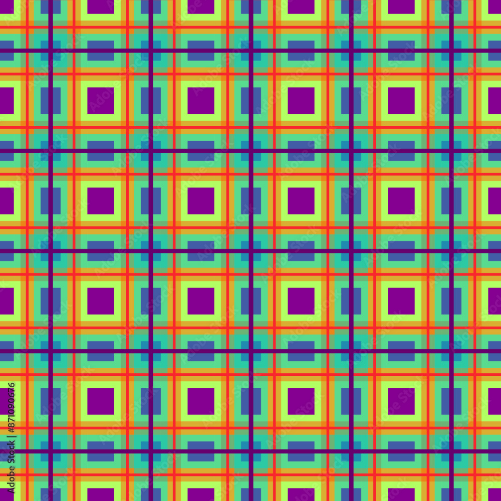 Yellow plaid geometric seamless pattern. Checkered green color isolated textile print pattern. Vector illustration on background Yellow plaid geometric seamless pattern. Checkered green color isolated textile print pattern. Vector illustration on background