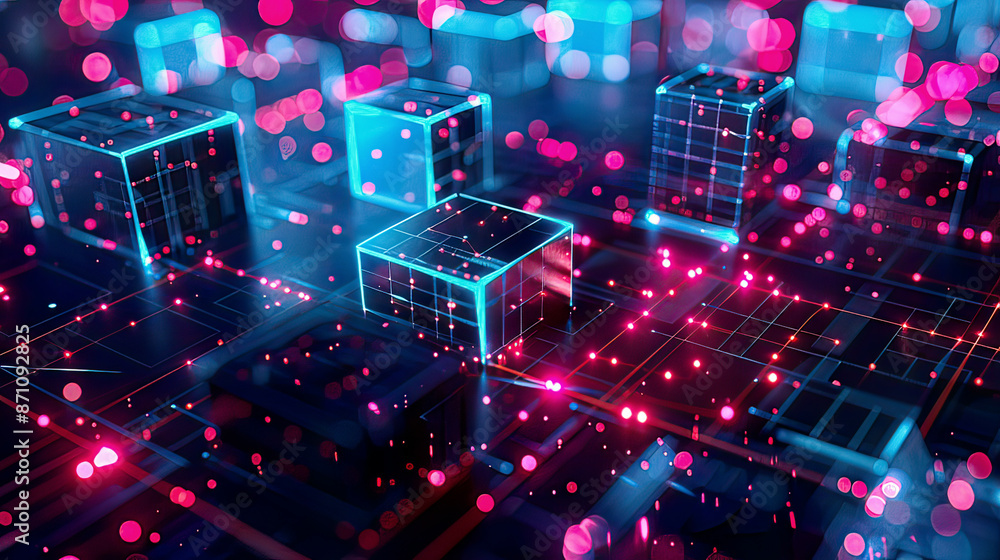 Obraz premium Vibrant design of edge computing highlighting data processing and connectivity