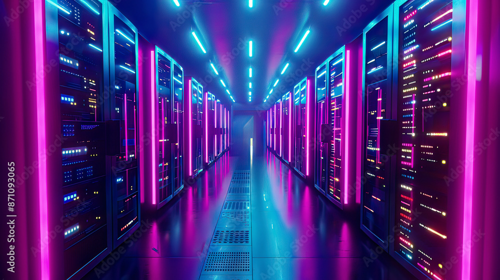 Fototapeta premium Vibrant design of edge computing technology highlighting the benefits of reduced latency and enhanced performance