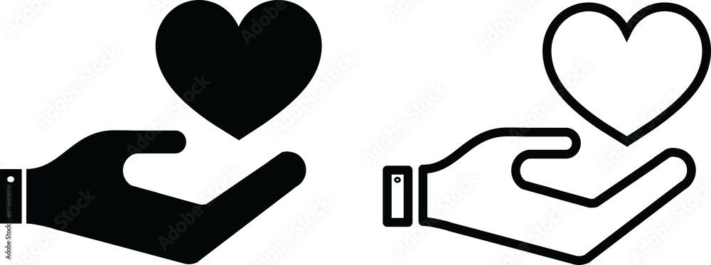 Hand Holding Heart Line Icon, Heart in Hand Line Icon. Love icon. Hand Holding Heart Line Icon, Heart in Hand Line Icon. Love icon.