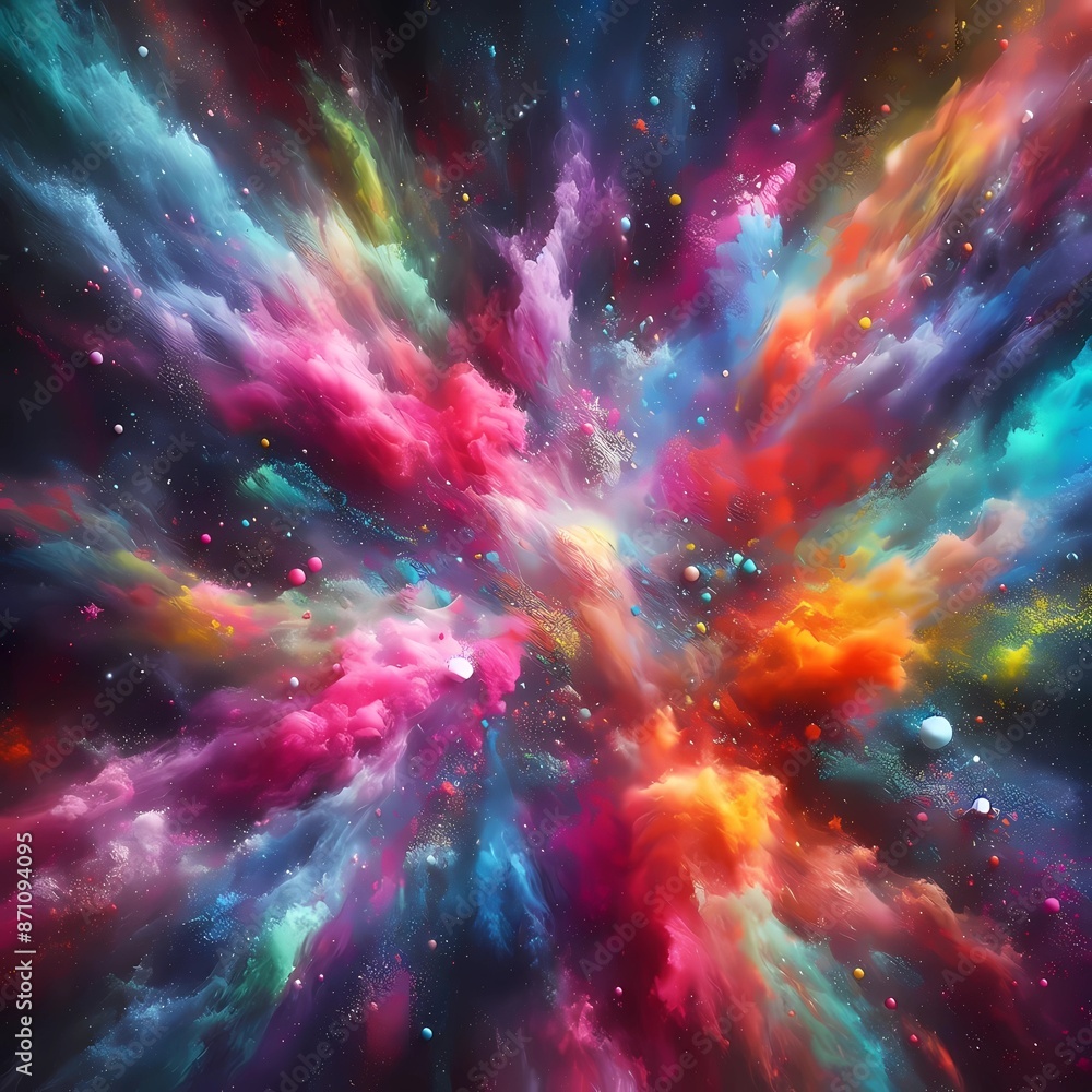 Abstract background explosion dust of coles, colored, generated with Generative A.I. Abstract background explosion dust of coles, colored, generated with Generative A.I.