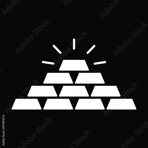 Set of Gold bar icon with black background. Jewelry, treasure with sparkle symbol collection. Vector illustration.