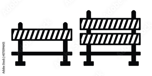 Set of Road barrier or road block icon collection. Roadblock Barricades for safety driving symbol. vector Illustration.