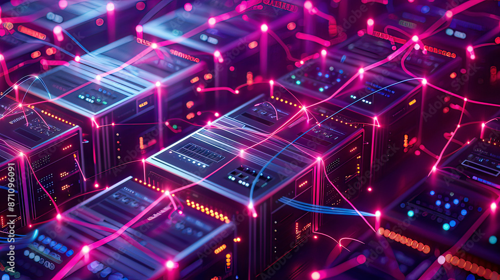 Modern rendering of edge computing with glowing data nodes and network lines Modern rendering of edge computing with glowing data nodes and network lines