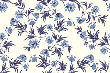 Deken met foto Bloemen patronen Indigo blauw Ikat bloemenpatroon etnisch vintage  © Wita Pixs