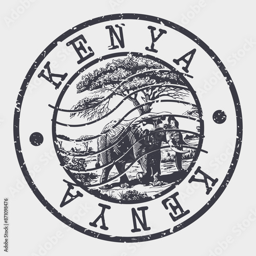 Kenya Stamp Postal. Silhouette Seal. Passport Round Design. Vector Icon. Design Retro Travel. National Symbol.	
