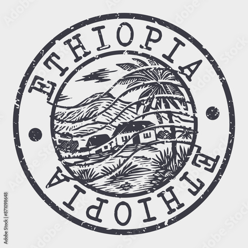 Ethiopia Stamp Postal. Silhouette Seal. Passport Round Design. Vector Icon. Design Retro Travel. National Symbol.	

