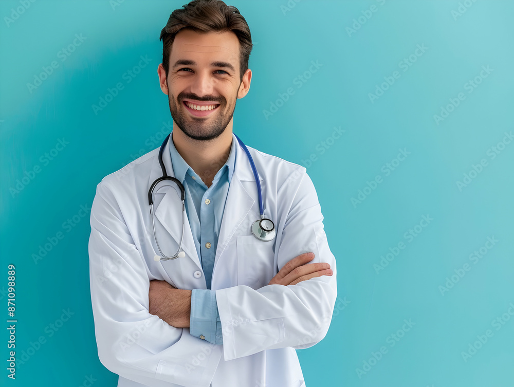 male or female doctor portrait, Healthcare, medical staff concept. Portrait of smiling male or female doctor posing with folded arms plain background, Professional general practitioner. male or female doctor portrait, Healthcare, medical staff concept. Portrait of smiling male or female doctor posing with folded arms plain background, Professional general practitioner.