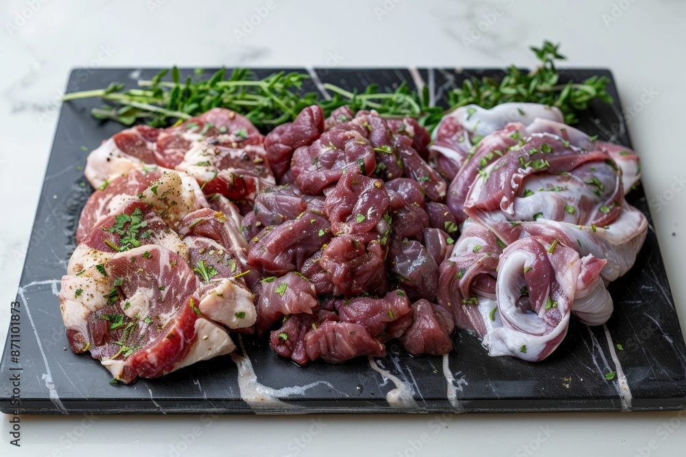 Assorted background of raw pork offal