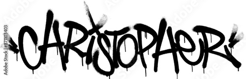 Sprayed Christopher name with overspray in black over white. Vector illustration.