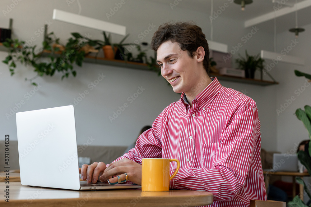 Male freelancer is working outside Male freelancer is working outside