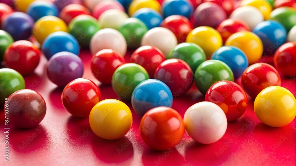Gumballs on red ceramic Gumballs on red ceramic