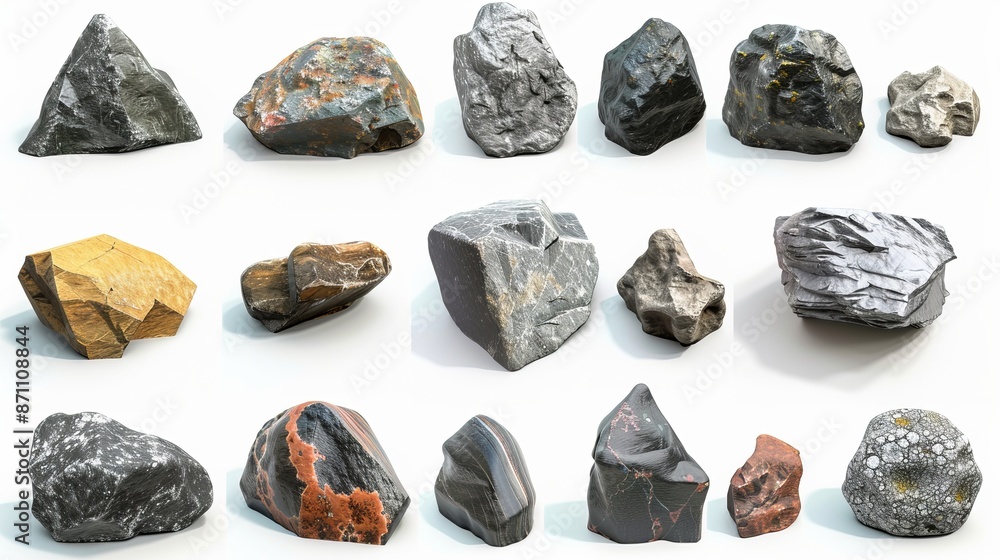 Collection of rocks isolated on a white background Collection of rocks isolated on a white background