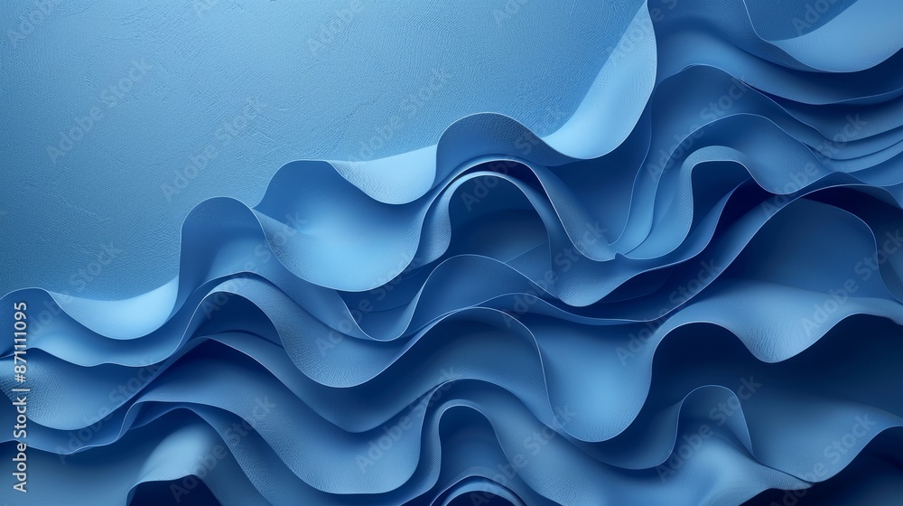 Fototapeta premium Modern Abstract 3D Background with Blue Wavy Shapes
