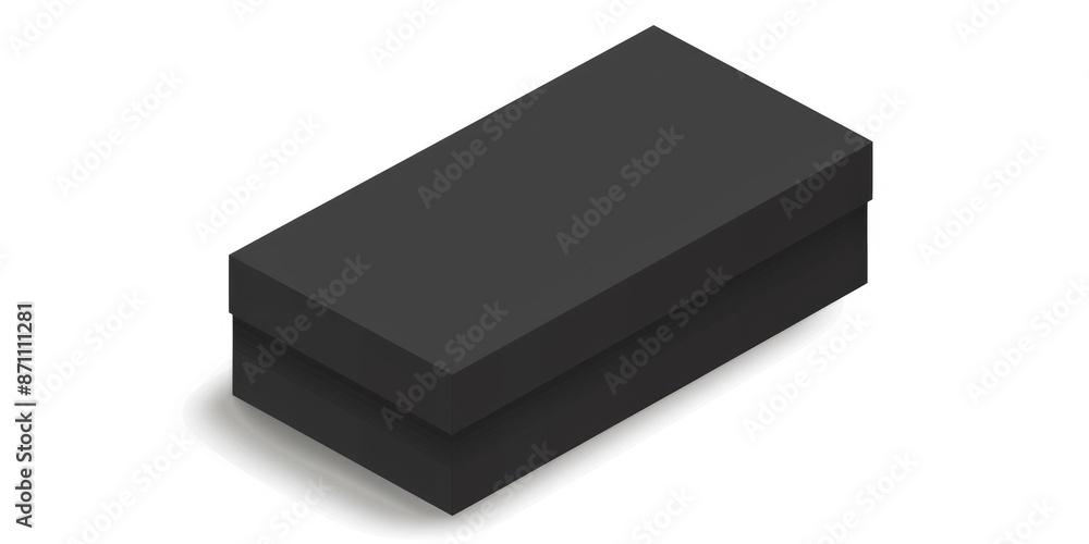 Package Isometric. Black Wide Horizontal Blank Box in Three-Dimensional Isometric View Package Isometric. Black Wide Horizontal Blank Box in Three-Dimensional Isometric View