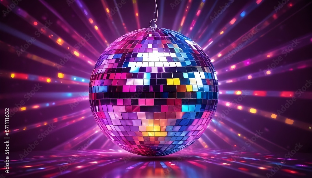 Obraz premium Disco ball sphere with colorful disco lights for party nights significantly wallpaper background