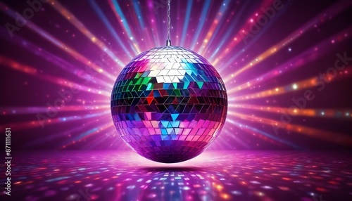 Disco ball sphere with colorful disco lights for party nights significantly wallpaper background © Hdesigns