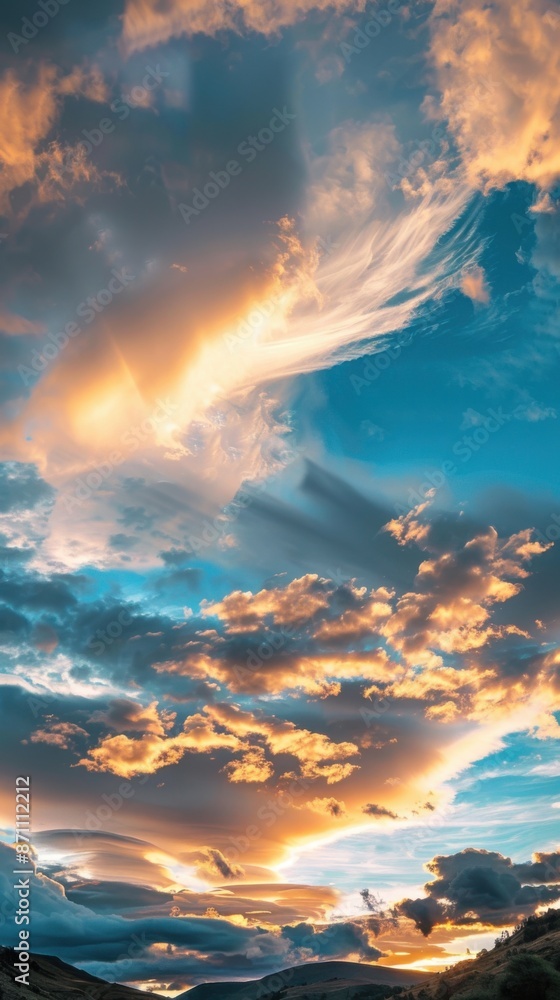 Fototapeta premium Dancing Clouds on a Sunny Day: A Spectacular Sky Display
