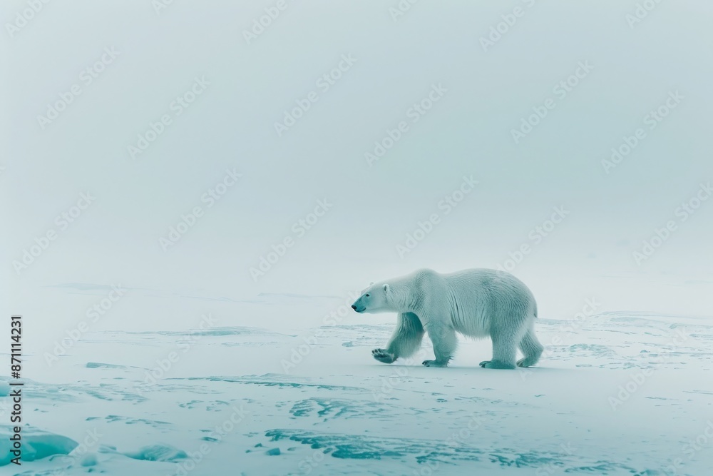 Polar Bear Walking on a Snowy Landscape Polar Bear Walking on a Snowy Landscape
