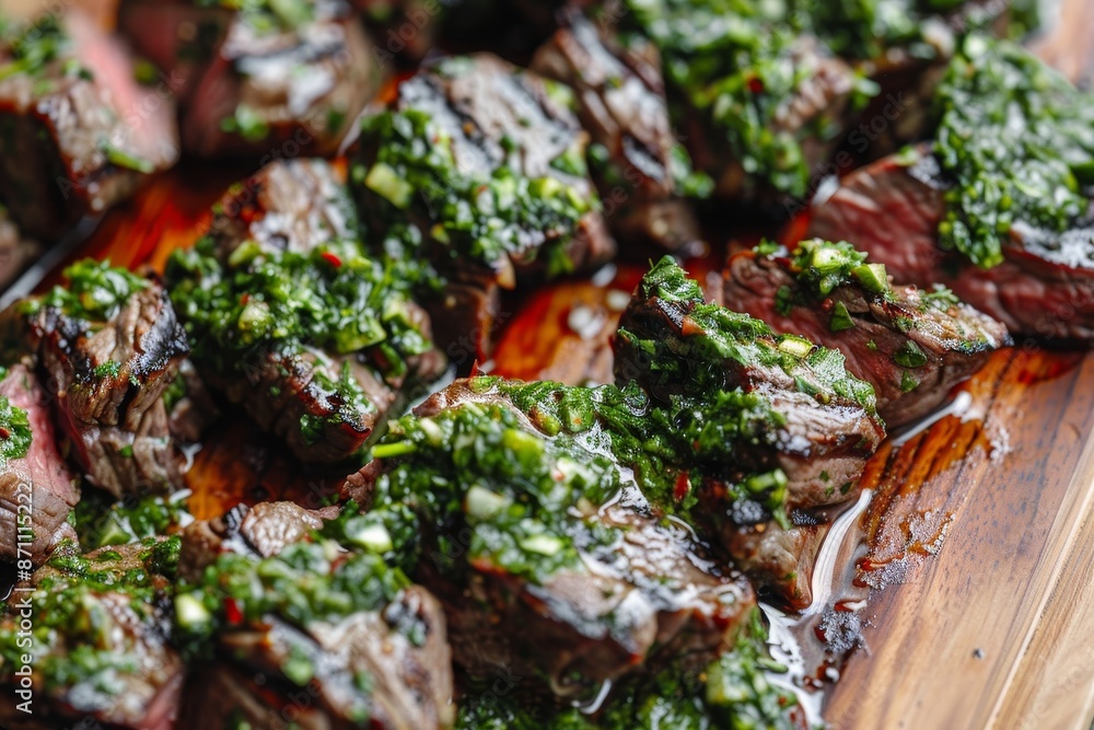 Beef heart with chimichurri sauce Beef heart with chimichurri sauce