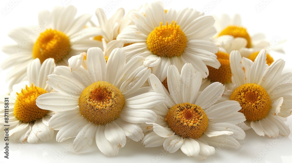 Obraz premium White camomile bloom isolated on a white png background, in high resolution, 