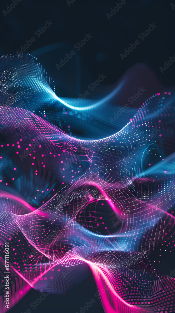Abstract neon glowing wavy background