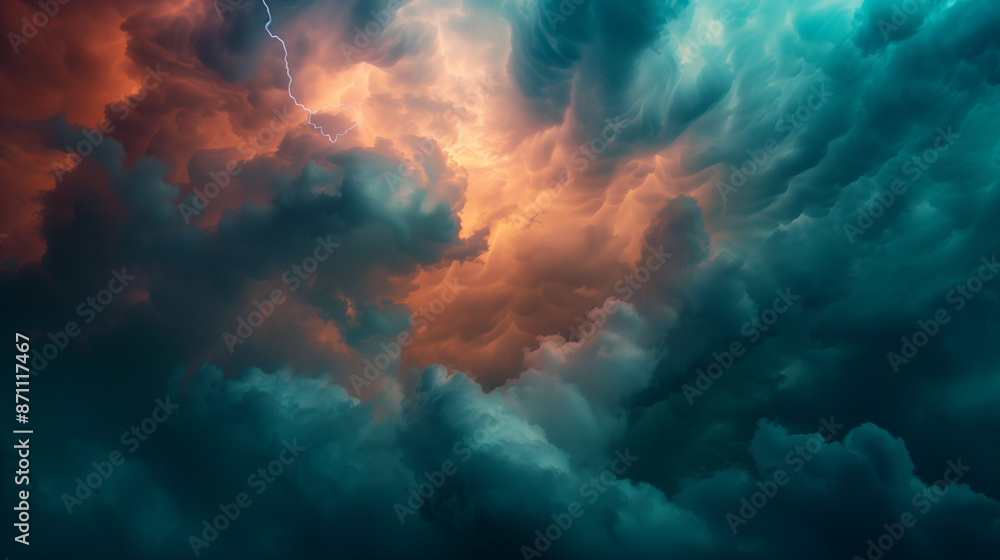 Sky background, blue thunderclouds with pink rays of the setting sun shining through, backdrop for design Sky background, blue thunderclouds with pink rays of the setting sun shining through, backdrop for design