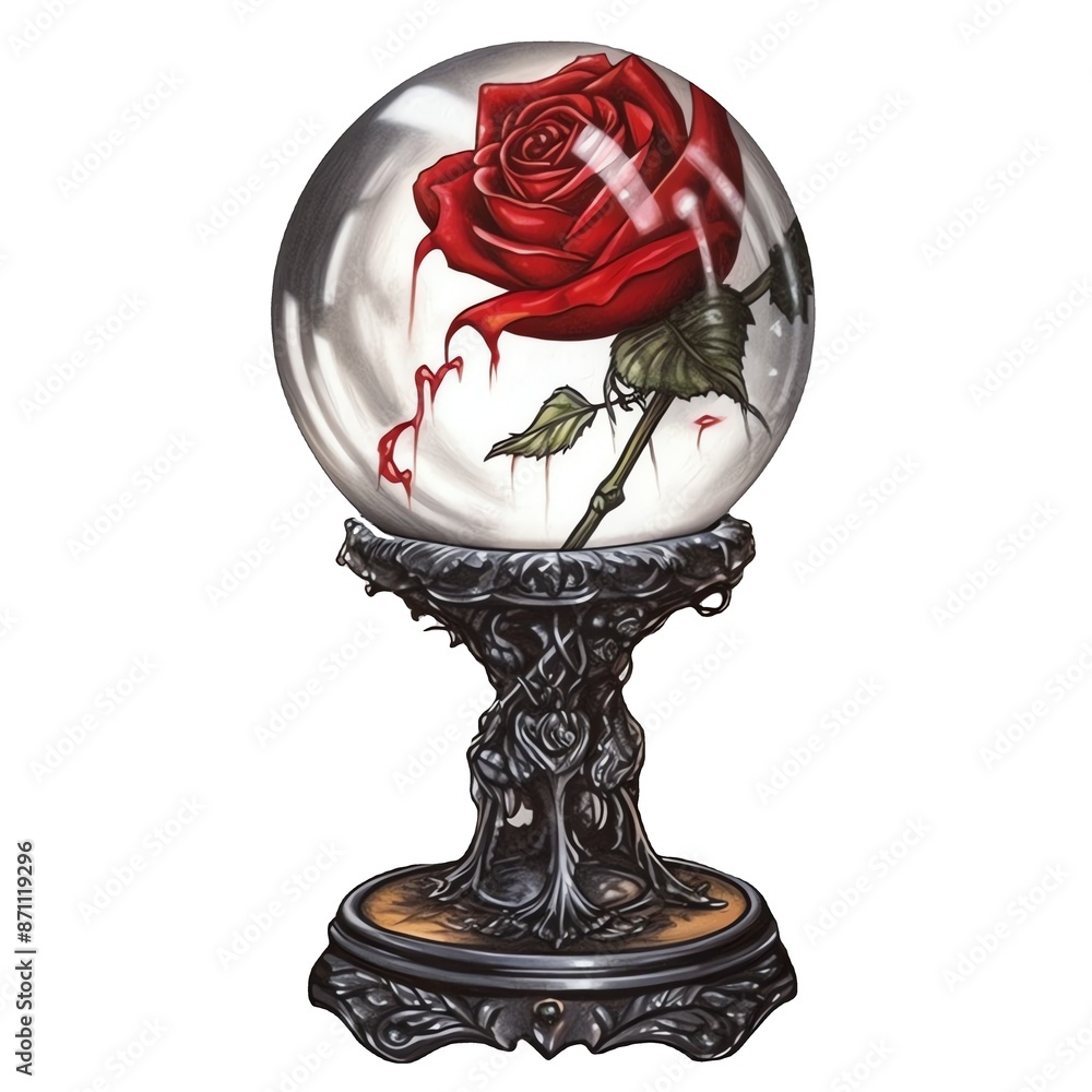 Gothic antique crystal ball watercolor illustration Gothic antique crystal ball watercolor illustration