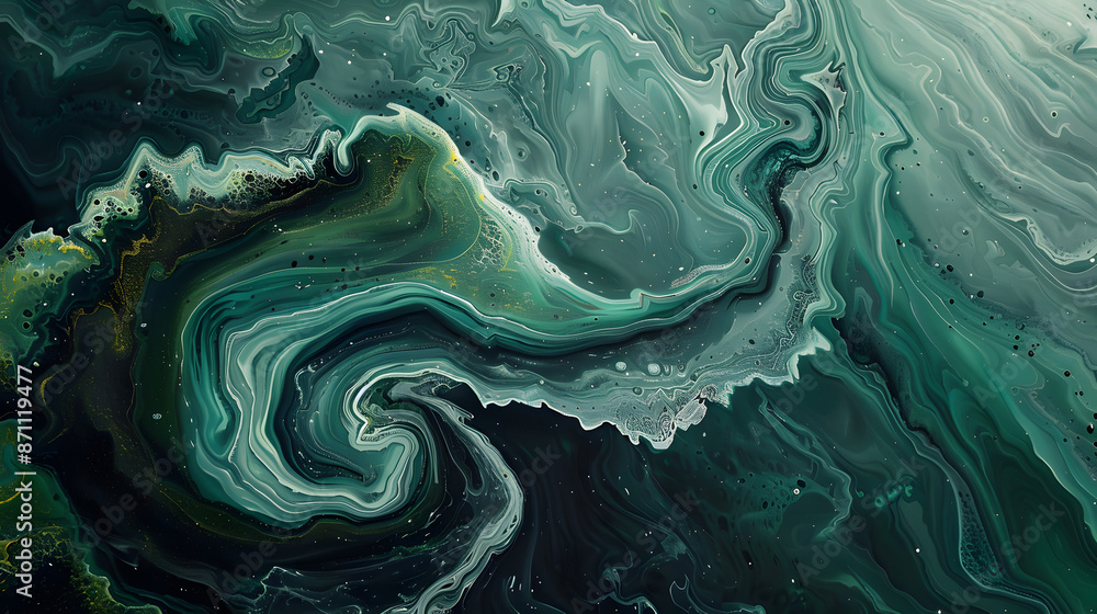 Liquid fluid art abstract background. Blue green acrylic paint underwater, galactic smoke ocean Liquid fluid art abstract background. Blue green acrylic paint underwater, galactic smoke ocean