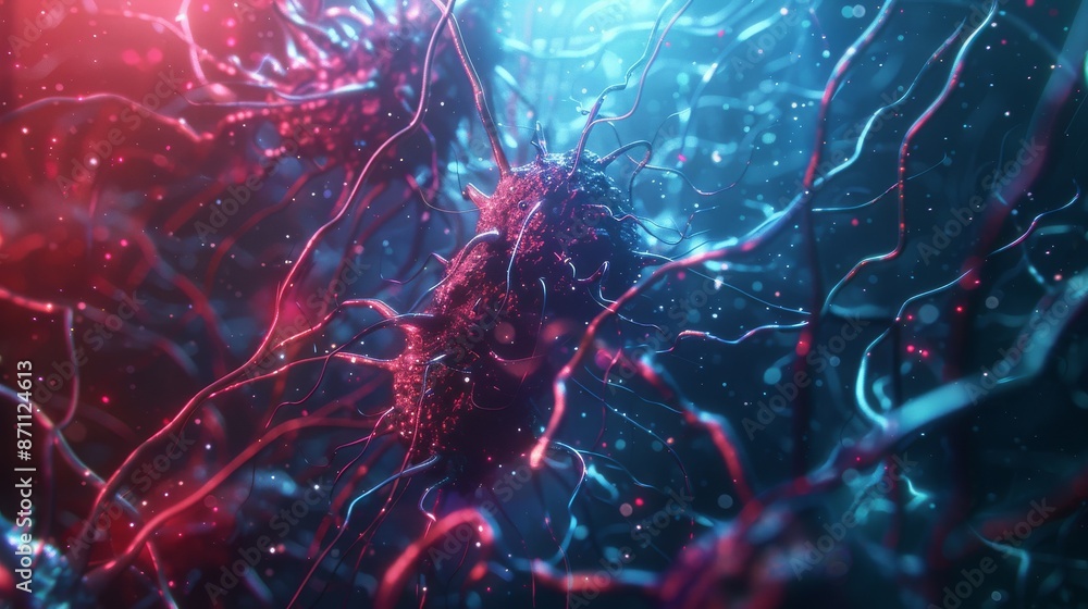depiction of the inner workings of the nerves in the body, ultra ...