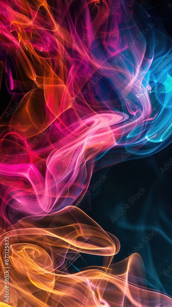 Obraz premium Spectral Symphony: A Mesmerizing Photograph of Colorful Swirling Smoke