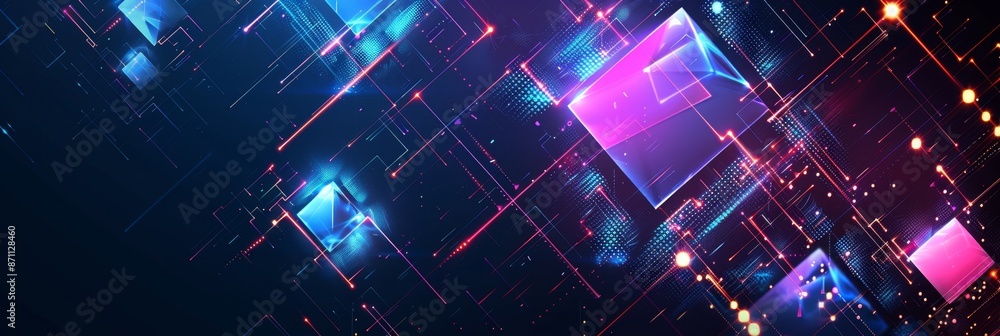 Abstract diamond shapes with vibrant gradient colors, offering a futuristic and modern look, featuring intricate details perfect for high-tech themes on a dark backdrop with neon accents Abstract diamond shapes with vibrant gradient colors, offering a futuristic and modern look, featuring intricate details perfect for high-tech themes on a dark backdrop with neon accents