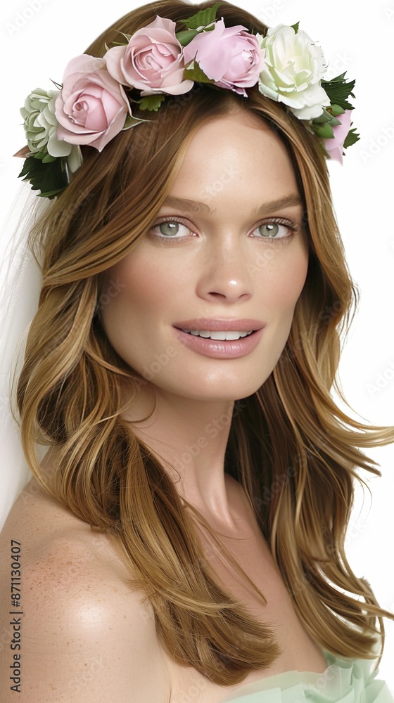 Woman with flower crown beauty portrait, natural look, posing, Ivan Kupala Day is a Scandinavian summer holiday. Woman with flower crown beauty portrait, natural look, posing, Ivan Kupala Day is a Scandinavian summer holiday.
