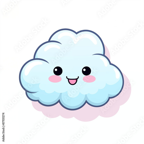 Smiling Cartoon Cloud with Blush Cheeks in Pastel Colors