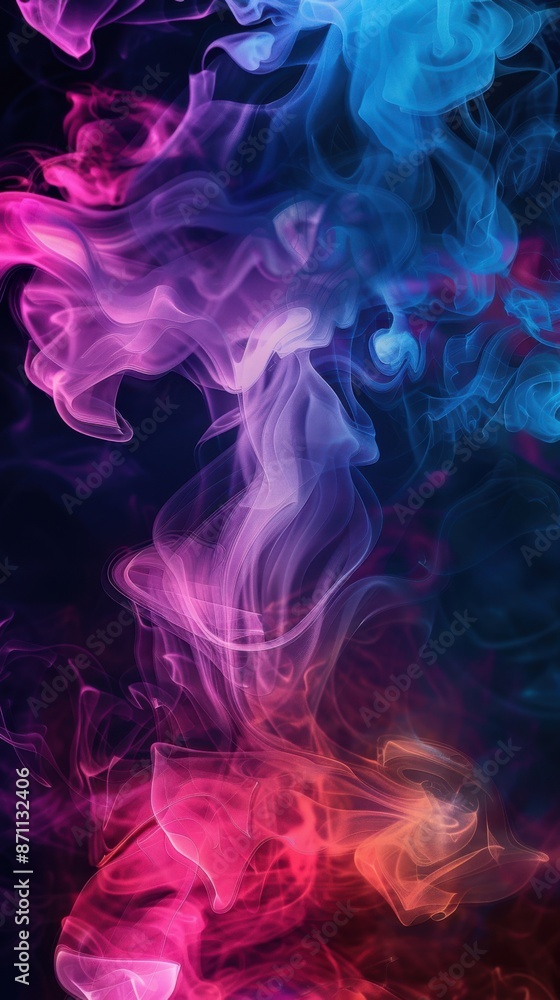 Neon Dreams: Abstract Smoke Shapes Dance in Electric Hues Neon Dreams: Abstract Smoke Shapes Dance in Electric Hues
