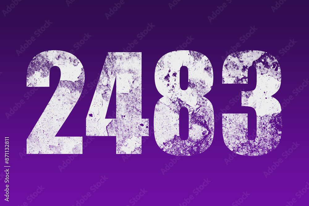 flat white grunge number of 2483 on purple background. flat white grunge number of 2483 on purple background.