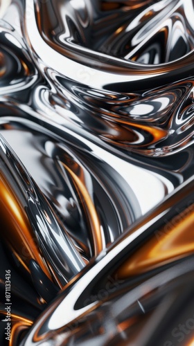 "Captivating Flow: Abstract Liquid Metal in Motion"