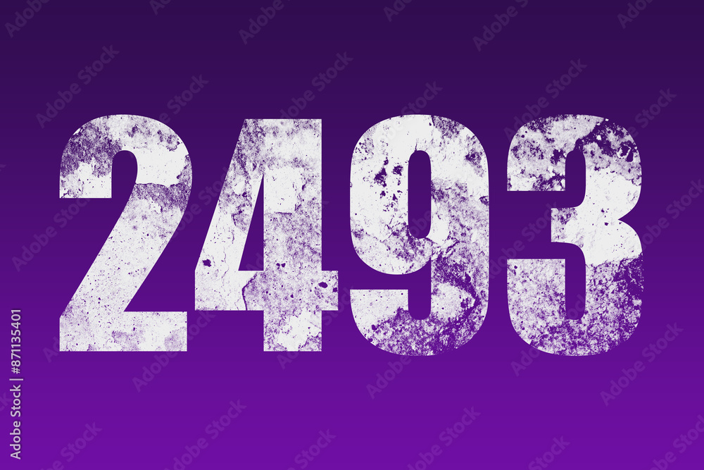 flat white grunge number of 2493 on purple background. flat white grunge number of 2493 on purple background.
