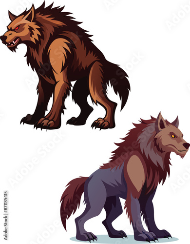 Angry werewolf showing claws and teeth growling