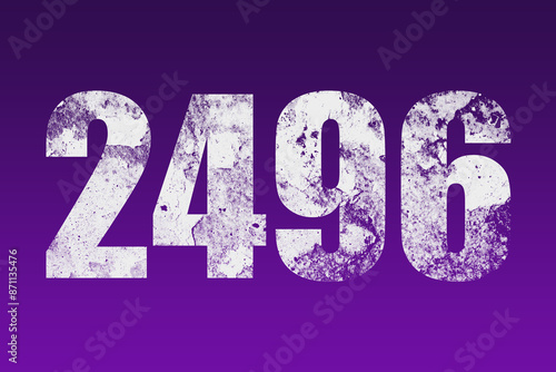 flat white grunge number of 2496 on purple background.