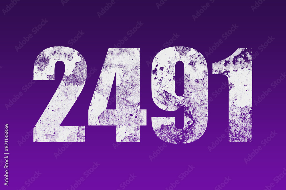 flat white grunge number of 2491 on purple background. flat white grunge number of 2491 on purple background.