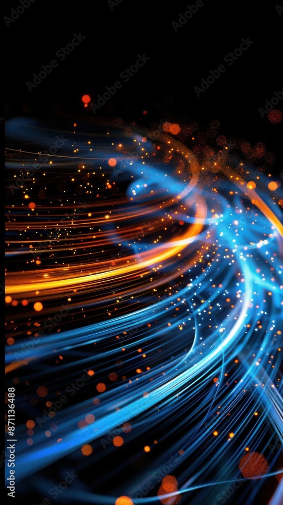 Fototapeta premium Vibrant Orange Light Trails Dancing in the Dark Sky