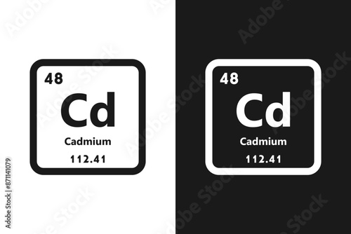 Cadmium , Cd, chemical periodic element icon. The chemical element of the periodic table. Sign with atomic number. Cadmium element