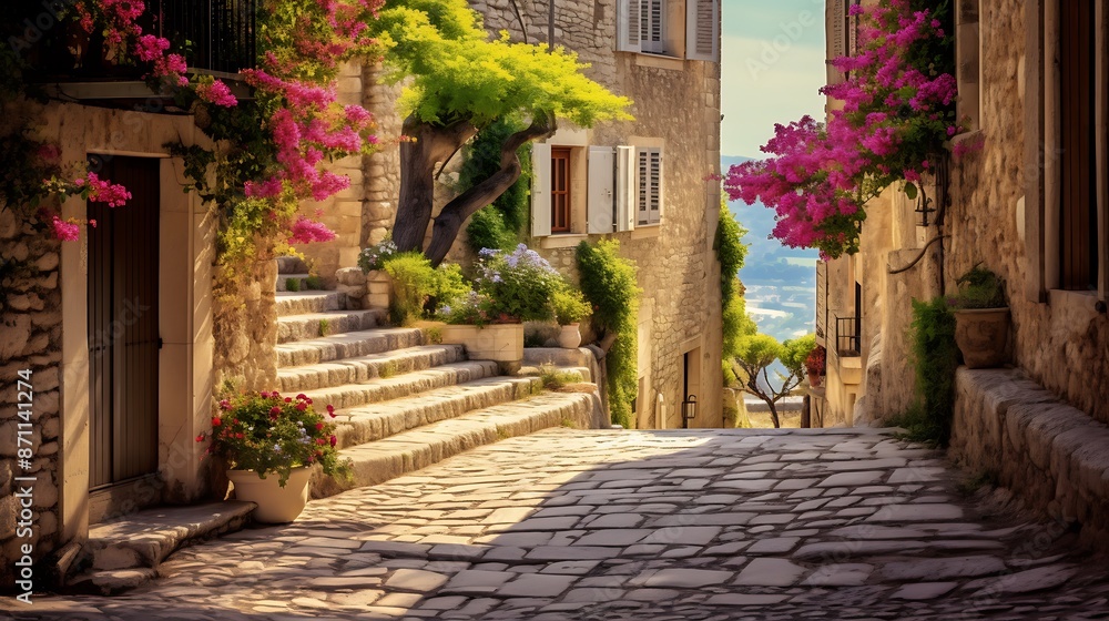Fototapeta premium A picturesque street in the village of Gordes in Provence