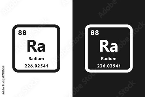 Radium, Ra, chemical periodic element icon. The chemical element of the periodic table. Sign with atomic number. Radium element